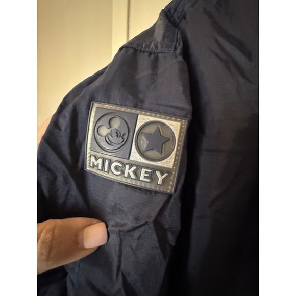 Disney Park Rain Jacket Mickey Zip Front hood Wind Breaker Navy S - Picture 4 of 9
